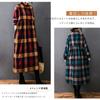 Long Sleeve Check Maxi Loose Long Perfect for and Everyday and Winter [7-livehouse] Women's Dress, A-Line, Linen, Fit, Flattering, Length, Office,