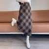 Women's Slimming High Waist Plaid Wool Midi Skirt - Retro Autumn/Winter A-Line Style