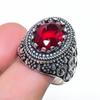 Natural Garnet Gemstone Handmade 925 Sterling Silver Jewelry Ring Size 8 AR-17176