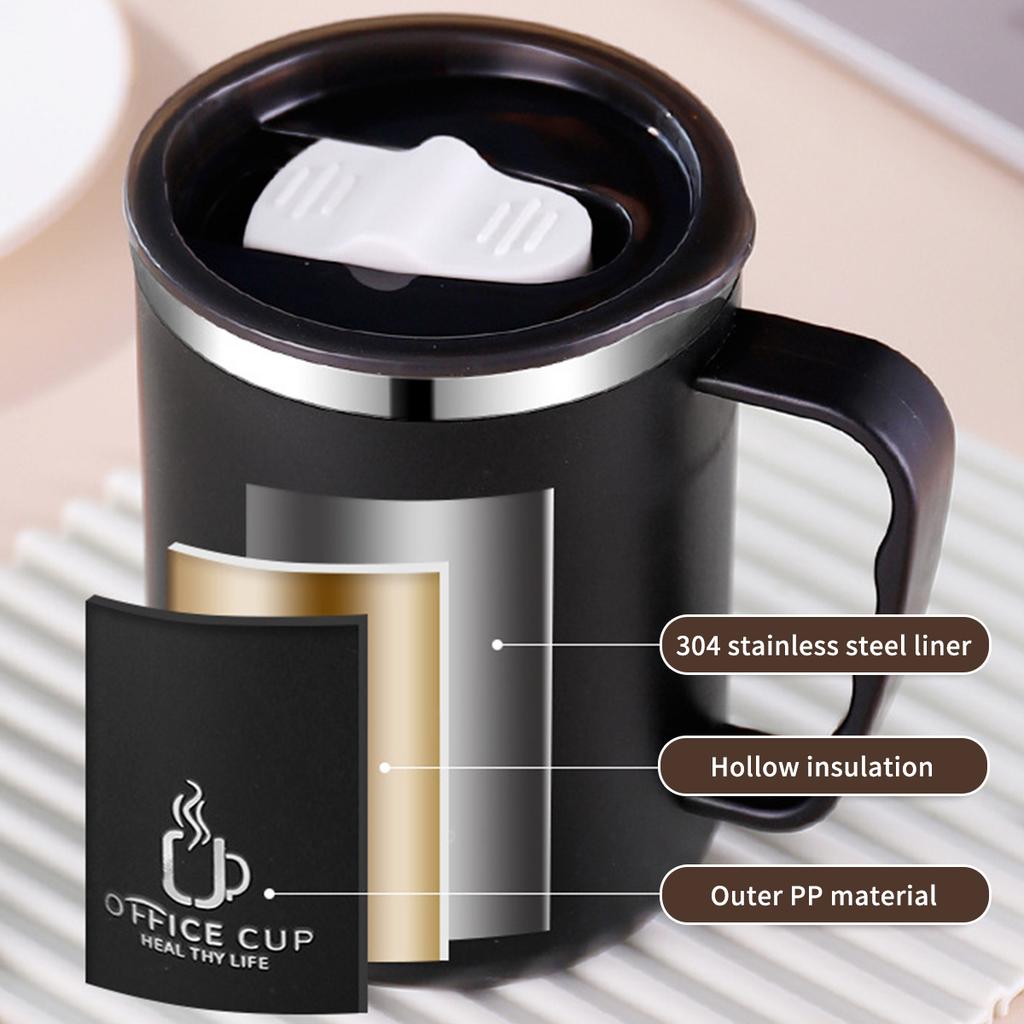 Double Layer Insulated Coffee Mug Reusable Sealed Water Cup For Student Portable Travel Office 304 Stainless Steel Thermos Cup