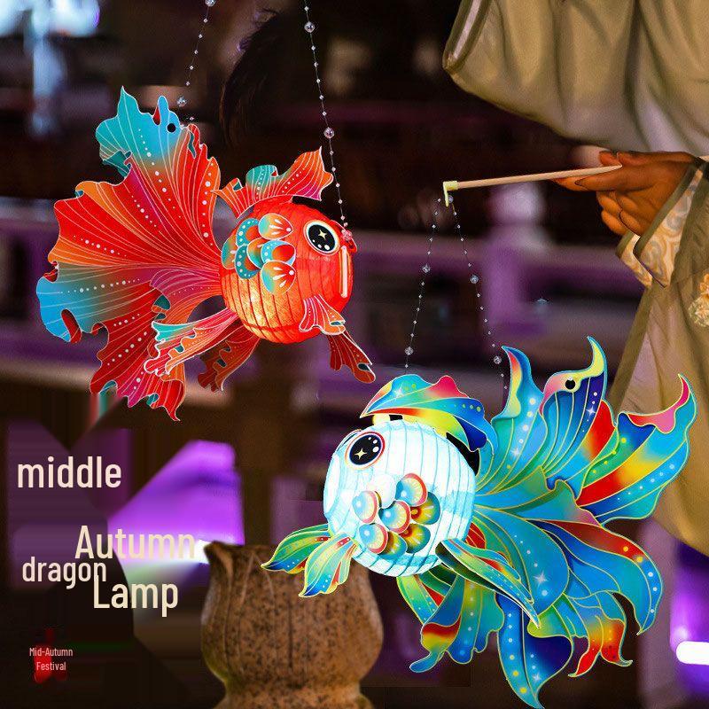 DIY Chinese-Style Luminous Lantern Kit: Mid-Autumn Festival Handheld Honeycomb Goldfish & Flower Lanterns for Kids
