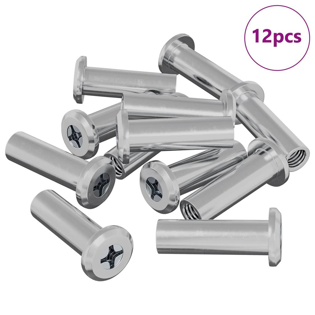 Lock Nut 12 Pcs Silver M6 X 25 Mm Steel