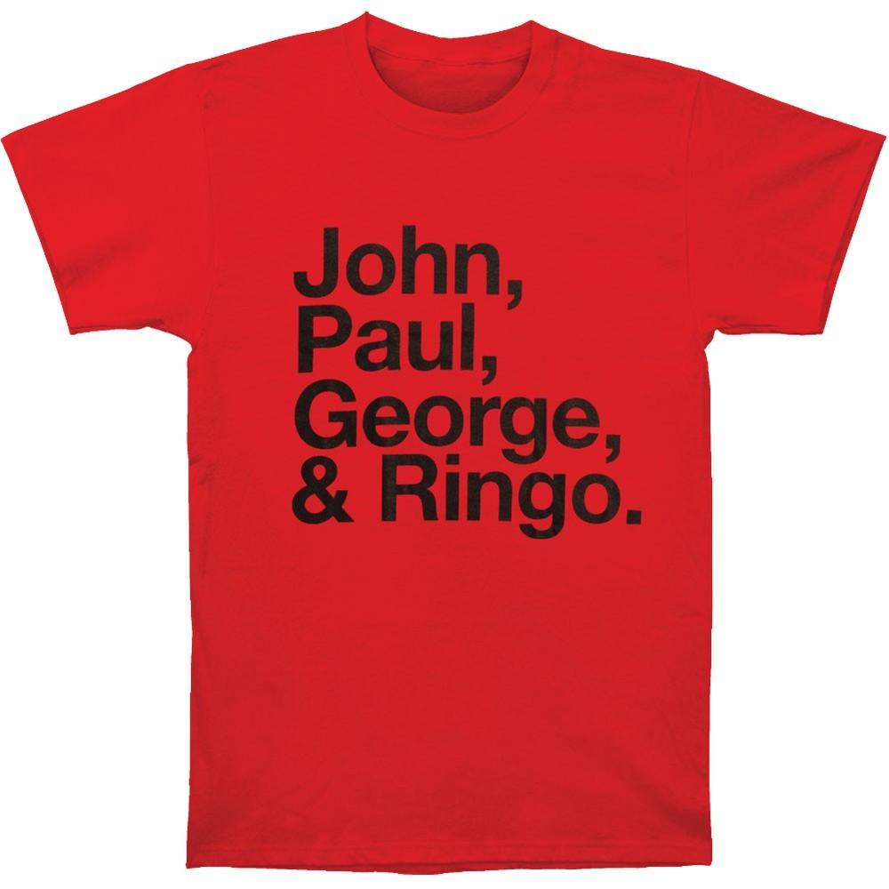 Beatles John, Paul, George & Ringo T-shirt Small Red Unisex T-Shirt L