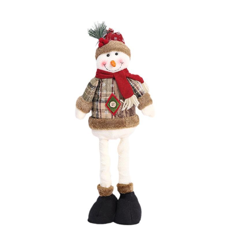 Vintage Telescopic Christmas Plush Dolls - Santa Claus & Snowman Window Display Ornaments