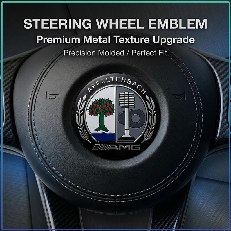 52MM AMG Affalterbach Tree Steering Wheel Emblem Sticker Glossy Resin Decor Decal Fit Mercedes Benz Sedan SUV Sports Car
