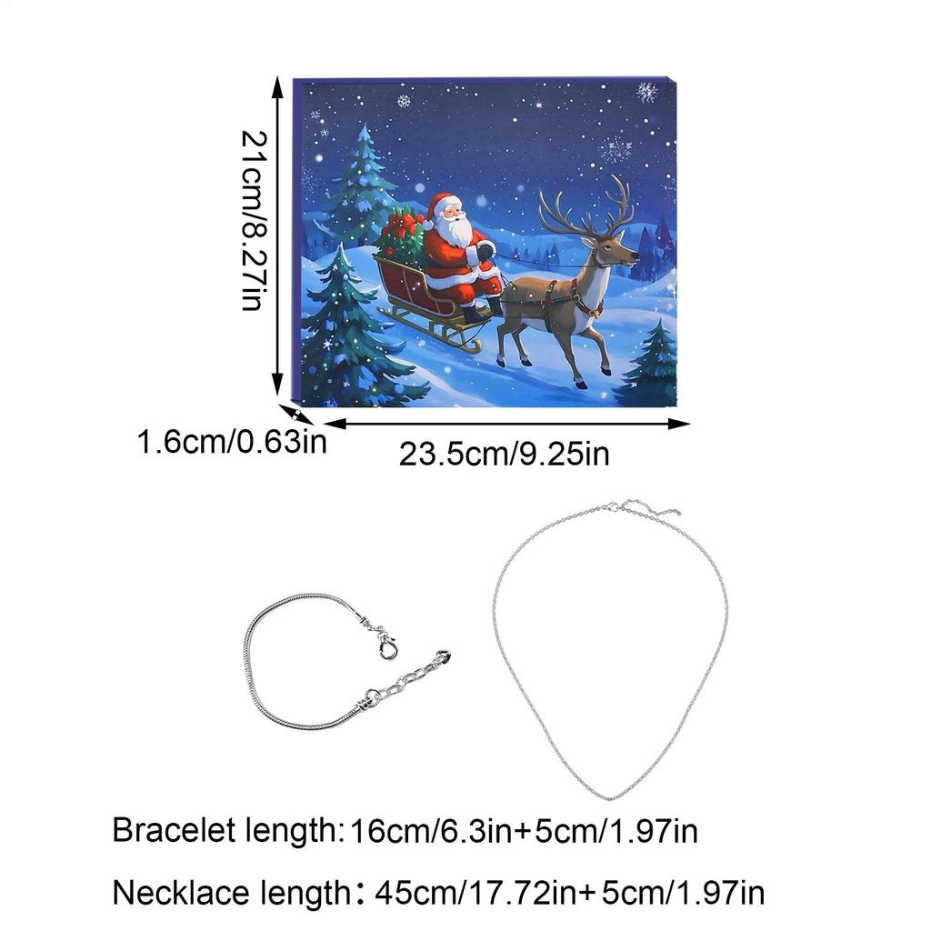 Christmas Countdown Calendar 31-Grid Christmas Countdown Calendar Bracelets Necklaces Festive Hands-On Crafting Jewelry Art For
