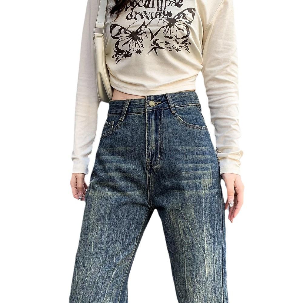 2024 Spring/Autumn Women's High Waist Retro Micro Flare Jeans - Thin, Loose, Slimming, Wide Leg, Non-Clingy Pants