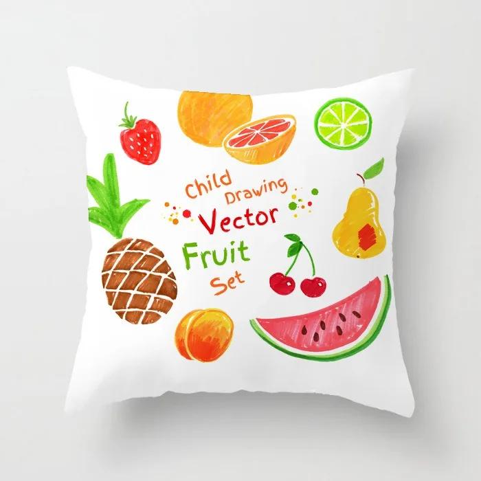 Fresh Summer Fruit Pineapple Watermelon Print Pillow Cover Office Chair Cushion Cover Fashionable Luxury Home Decoration