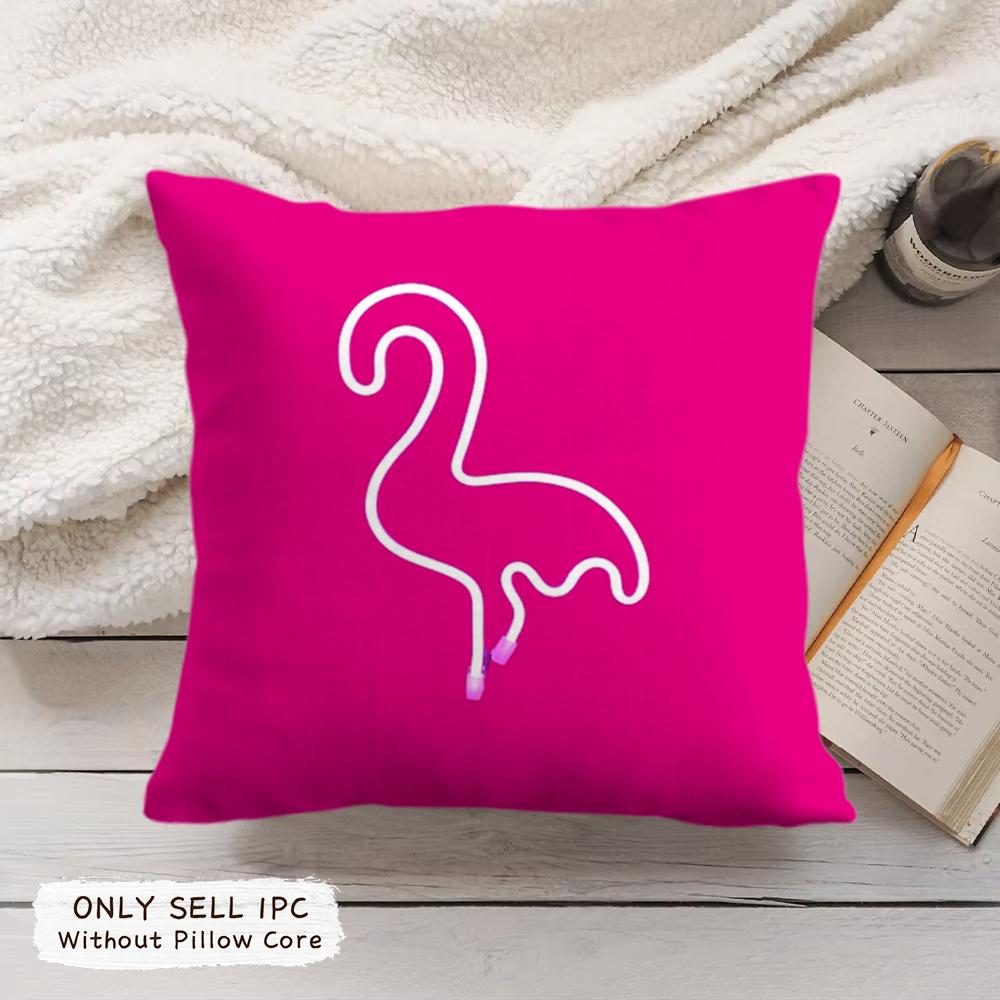 Flamingo Cushion Cover Soft Short Plush Pillow Cover Smooth Cozy Texture Aesthetic Cushion Case Home Decor