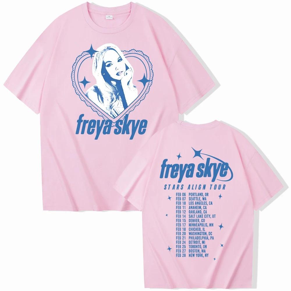 Freya Sky Stiles Print Tshirt Star Track Tour  Tour Unisexs Style Singer Accessories Short Sleeve Round Neck Casual Tshirt