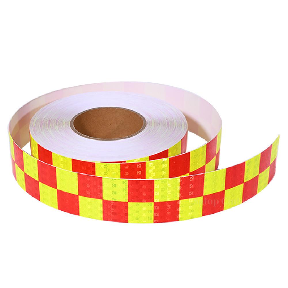 50mmx10m Shining Grid Reflective Warning Self-adhesive Waterprood High Reflection Red Yellow Black Fluorescent Stikcer For Truck