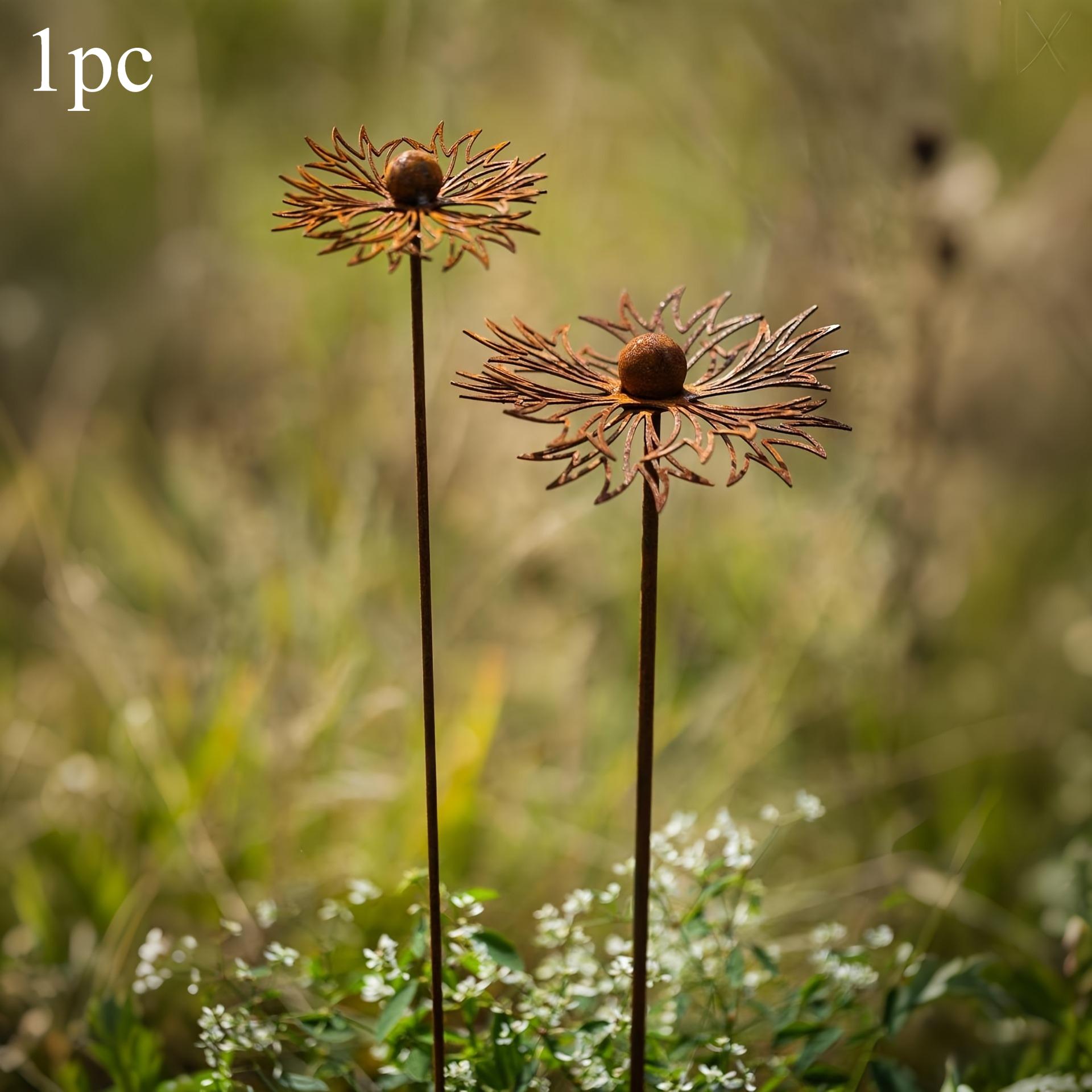 

1 шт. Металлический колышек «Люпин» в деревенском стиле, декоративное садовое искусство, железное украшение для газона с отделкой под ржавчину, уличные украшения для сада, двора, металлический