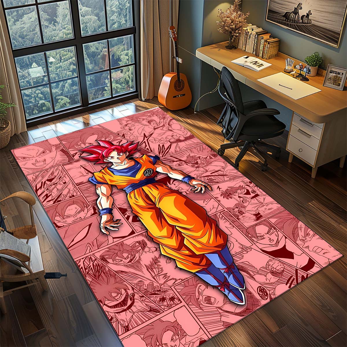 

Dragon Ball Goku Anime Rug Carpet Large Area Rug Non Slip Washable Floor Mat Gamer Room Bedroom Home Decor 60x90cm