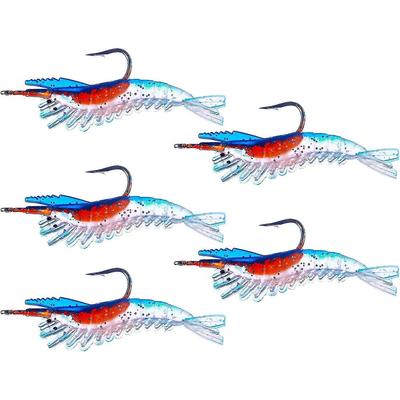 Angler Fishing Equipment - 5Pcs PVC Soft Lures Realistic Eye Simulation Artificial Shrimp Fake Baits (6cm/3g)