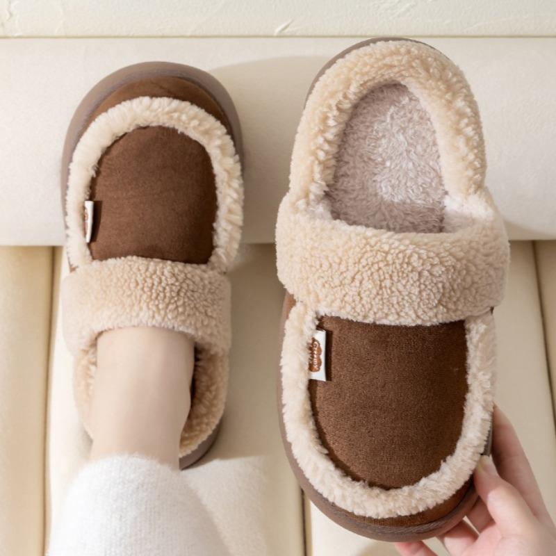 Women's Cotton Slippers Warm Cotton Slippers In Autumn and Winter Plush Slippers Wedge Shoes