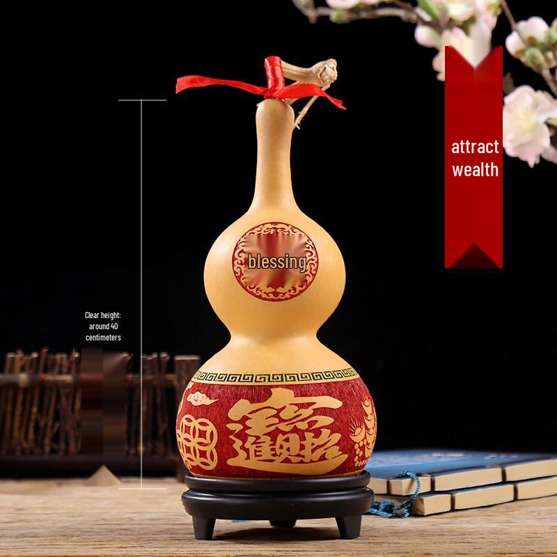 Chinese Knot Carved Gourd Pendant for Living Room Decoration or Gift