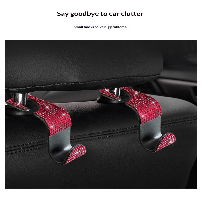 2PCs Car Seat Back Hooks Bling Universal Hanger Holder for Organizing Backseat in Any Vehicle