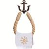 Vintage Nautical Style Rope Toilet Paper Holder with Jute Towel Ring Metal Anchor Hook Wall Mounted Coastal Bathroom Decor, Easy Installation,