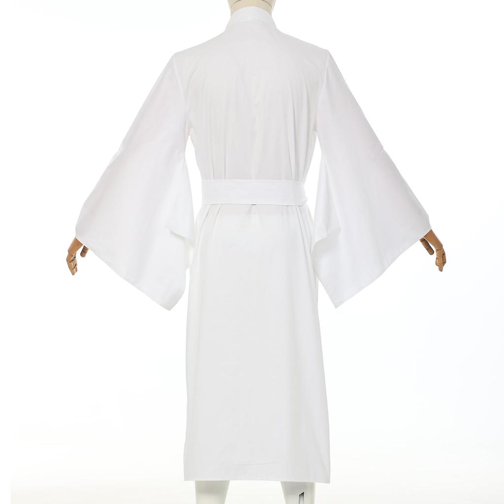 [FAD-4U] Męskie Białe KimonoYukataBiały Szlafrok, 100% Bawełna, Jednolity Kolor, Biały i Czarny, Odpowiedni do Świątyń, dla Mnichów, dla Gentlemanów, Duże Rozmiary