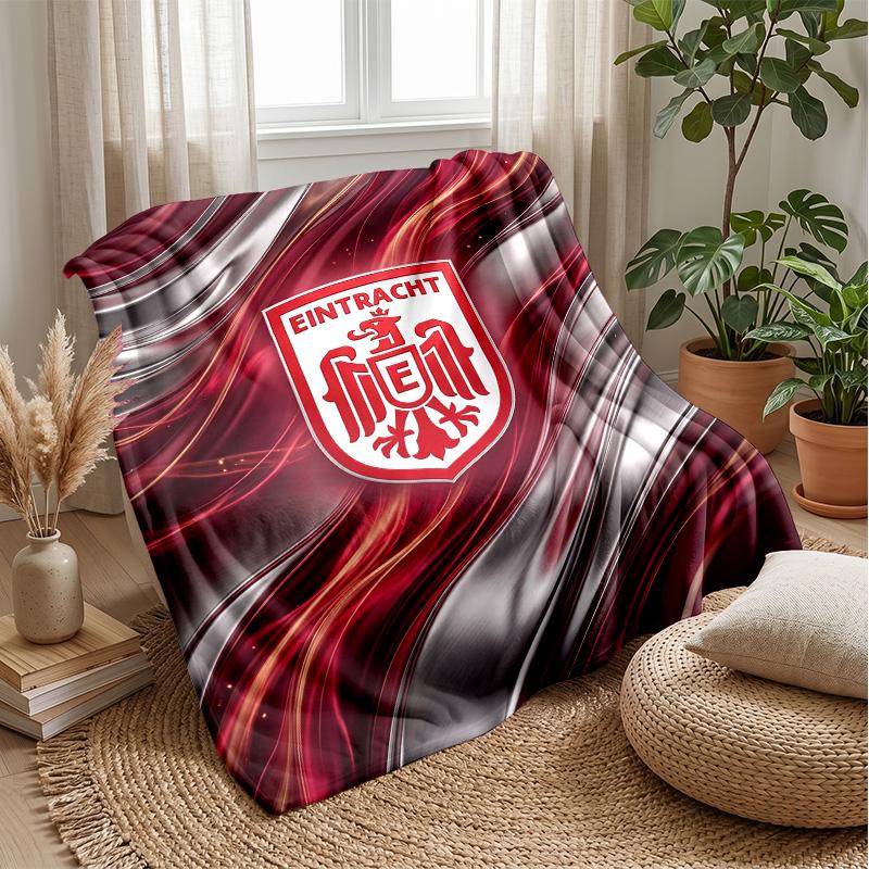 Eintracht Frankfurt Football Print Flannel Blanket, Soft Warm Lightweight Throw Blanket for Sofa Bed Camping