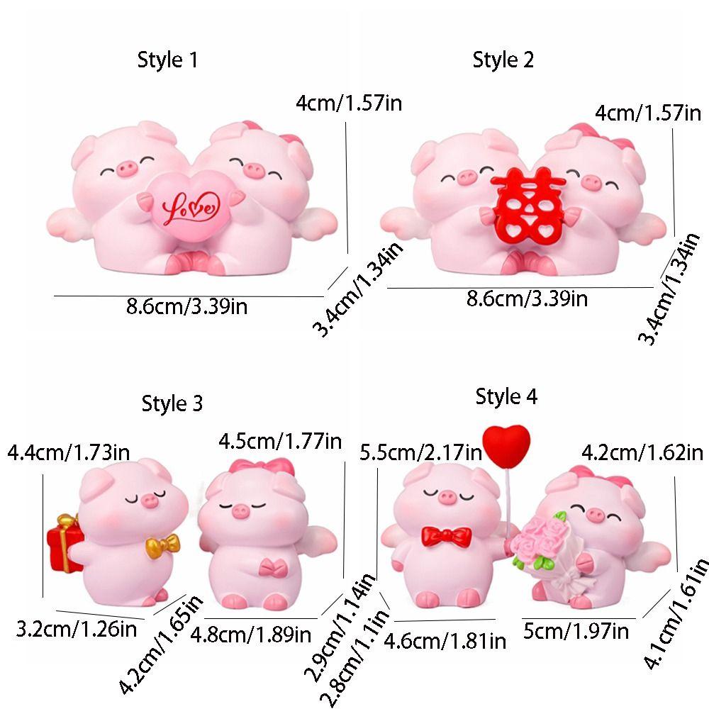 Cartoon Pig Statue Cute Miniatures Figurine Cake Decoration Couple Piggy Ornament  Home