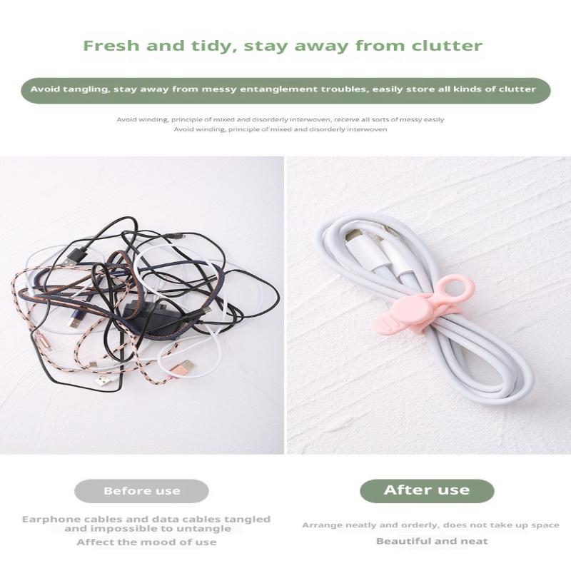 Silicone Cable Ties,Cord Organizer,Cable Straps,Reusable Cord Ties,Travel Cable Organizer ,Cute Elastic Tie, Wire Ties