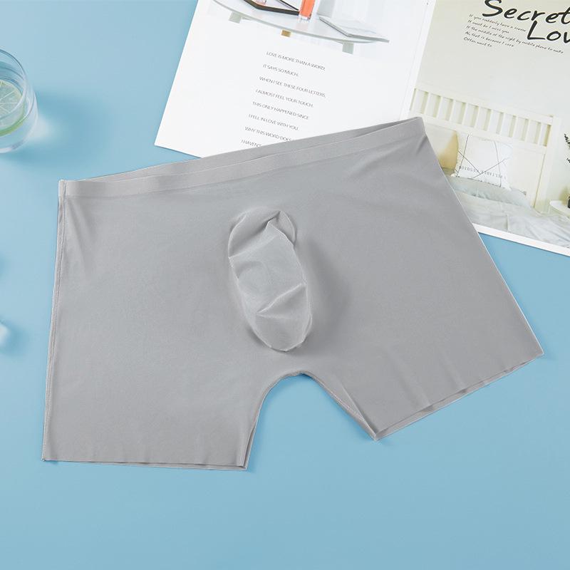 Мужские летние ультратонкие бесшовные боксеры-брифы больших размеров из ледяного шелка L