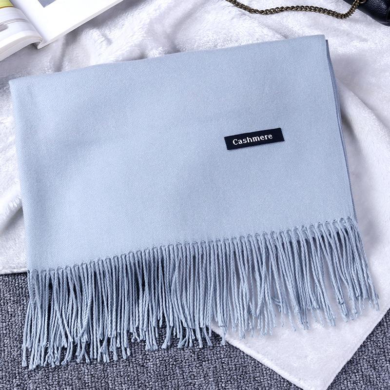 Solid color imitation cashmere scarf women's winter high-end sense versatile warm shawl men's scarf annual meeting red scarf