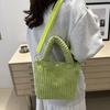 Corduroy Shoulder Bag Women Solid Color Crossbody Purse Handbag with Adjustable Shoulder Strap Top Handle for Street Commuting Daily Errands
