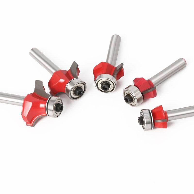 Eck-Rundfräser mit 1/4- und 6-mm-Schaft und Lagerfräser für Holzarbeiten, Wolframkarbid