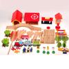 Train Track Wooden Train Toys Set Police Car Locomotive Diecast Slot Fit All Wood Brand Railway Tracks helicopter For Kids