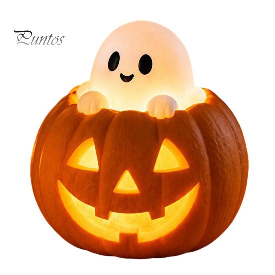 Handmade Three Dimensional Figures Halloween Pumpkin Night Light, Resin LED Dragon Tabletop Lamp, Witch Collectibles for Lovers Hat Black Cat