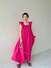 Xiaofei Ärmelloses Rose Rot Quadratischer Ausschnitt Kleid Damen Sommer Neu Sexy Rückenfrei Schlank Skinny Rock
