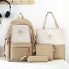 Four-Piece Backpack Set Color Block Student Schoolbag Large Capacity Women's Computer Travel Backpack