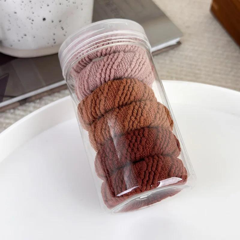 6Pcs/set Canned Hair Rope Thicken High Elastic Hairband Womens Kids Simple Colorful Knitting Headbands Ties Ponytail Rubber Band