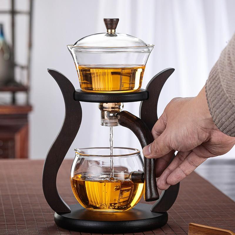 Semi Automatic Tea Set, Glass Lazy Kung Fu Tea Cup Set, Living Room Tea Making Artifact, Household Magnetic Suction Tea Pot, Chinese Style