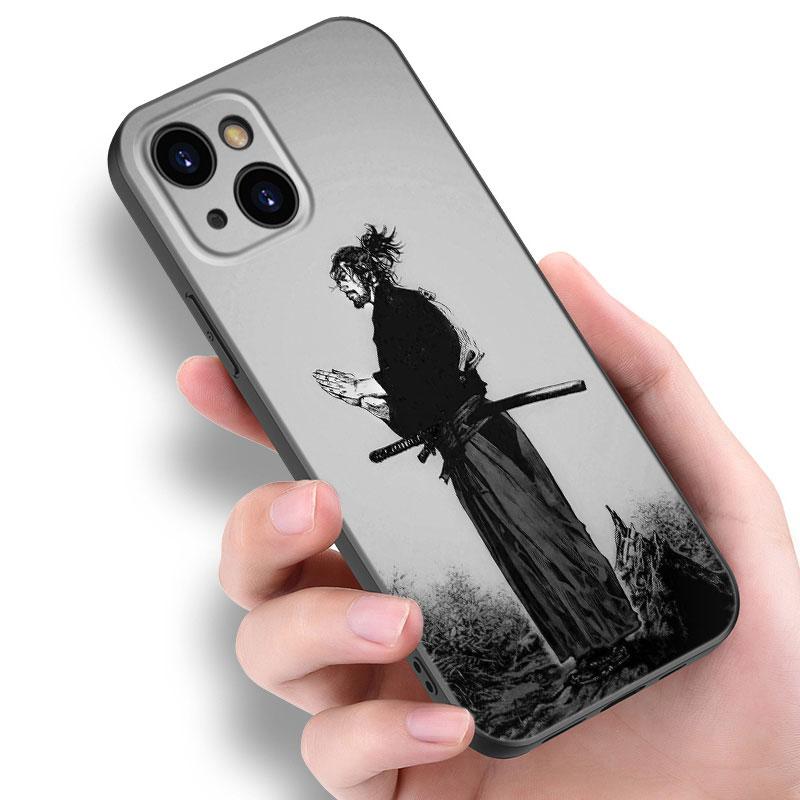 Vagabond Manga Pouzdro na telefon pro Apple iPhone 12 13 Mini 11 14 15 Pro Max 7 8 Plus X XR XS SE 2020 2022 Černé silikonové pouzdro