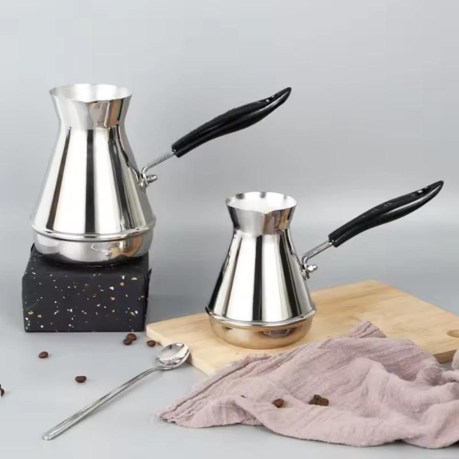 Long Handle Stainless Steel Moka Pot European Coffee Kettle Butter Melting Pot Coffee Utensils Turkish Coffee Pot Kitchen Tools