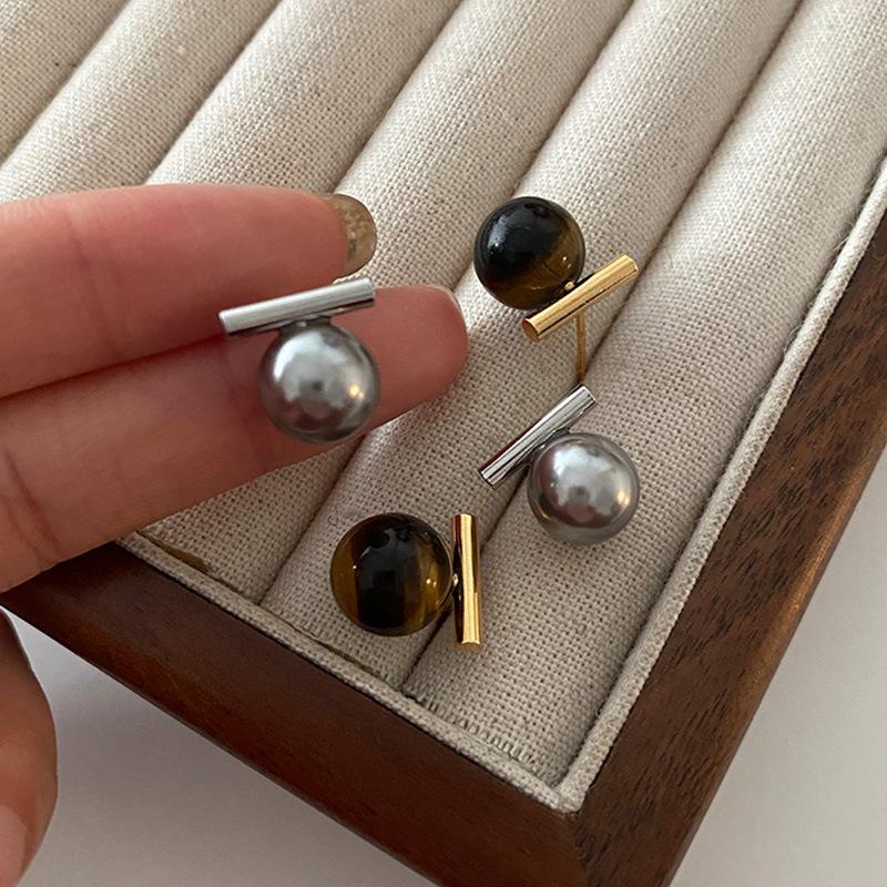 Autumn And Winter Shijia Pearl Earrings, Coffee Color Maillard Earrings, Niche Retro Temperament, Versatile Foreign Style, Advanced Sense Earrings