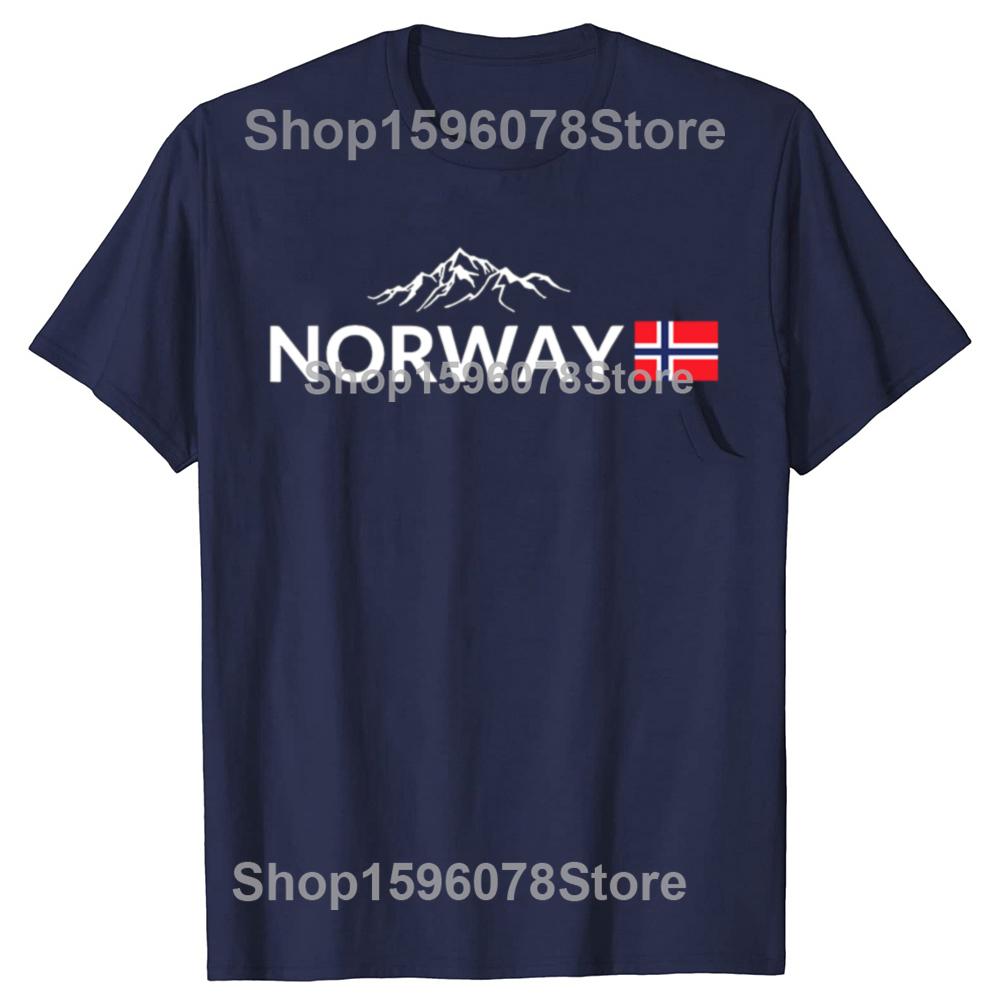 Funny Norway Flag Mountain Outdoor Graphic T-shirts Men Women's Fashion Casual Tshirt 100% Cotton Loose Oversized T Shirt
