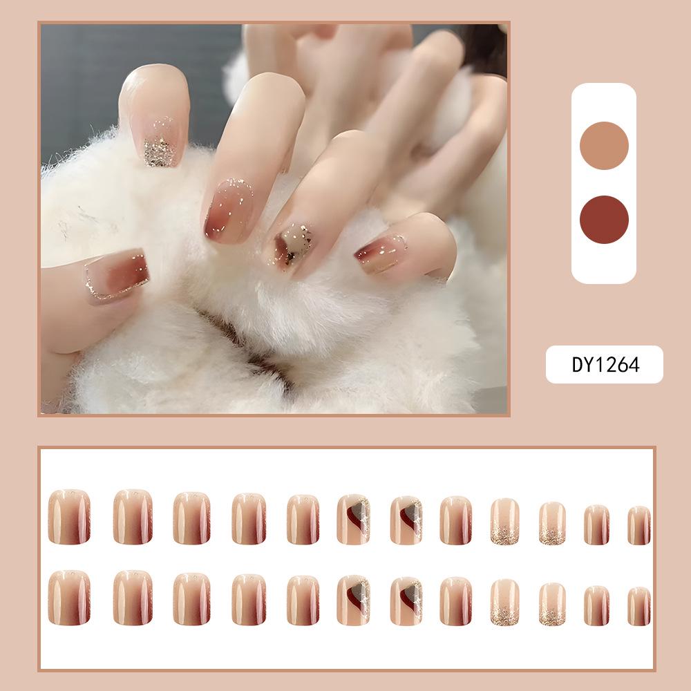 Reusable Blush Nail Art Set: 24 Detachable Wearable Nail Stickers