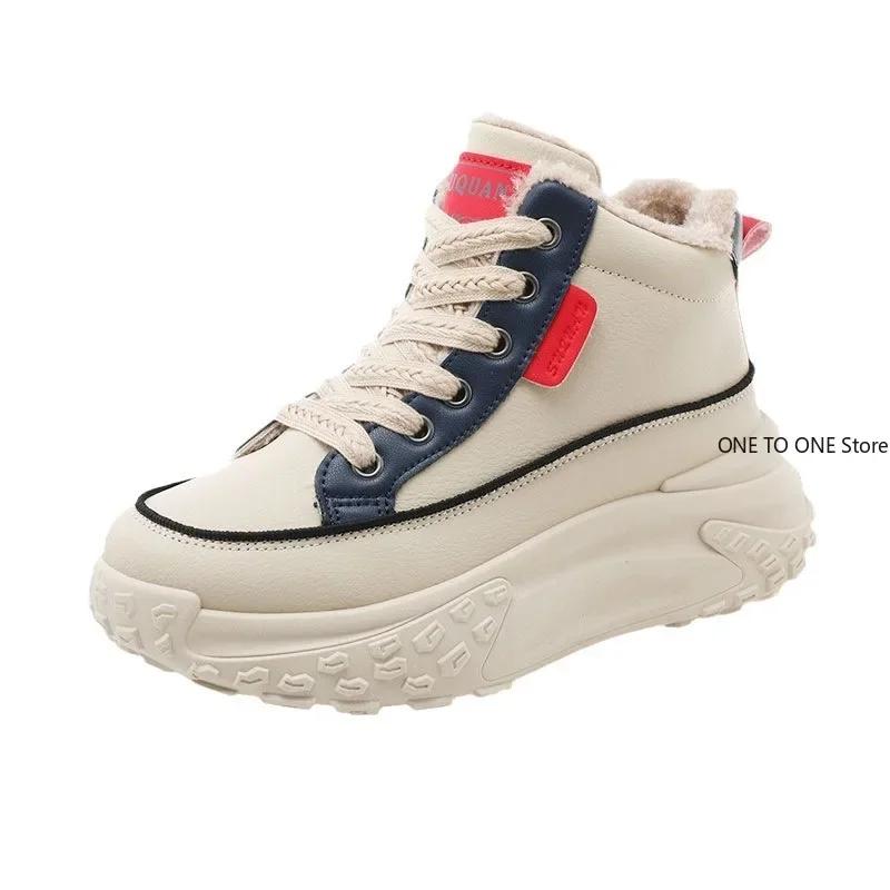 Móda 2025 Nové dámské boty Letní móda Kožené tenisky Studenti Ležérní Zapatos De Mujer Silná podrážka Sportovní Dámské Platformové boty