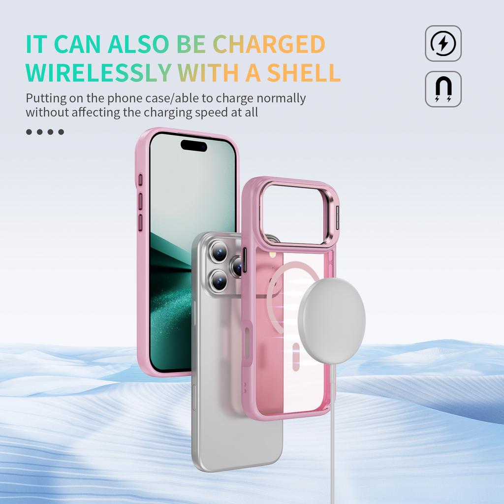 For iPhone 17 Pro Max Magnetic Case with Lens Kickstand Skin-Touch PC + TPU Phone Cover