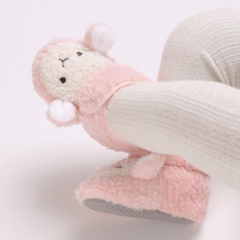 

Детские сапоги для маленьких мальчиков и девочек, милый мультяшный дизайн, обувь на липучке, зимняя нескользящая флисовая детская обувь 3