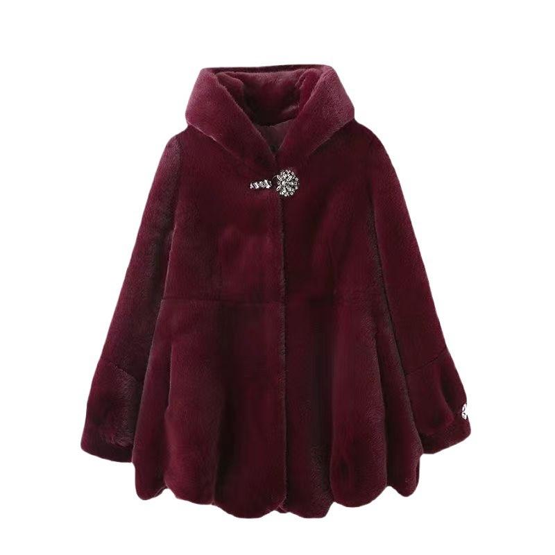 Autumn and winter new women's imitation mink fleece medium and long imitation fur thickened mother's imitation mink fleece women's coat with cotton