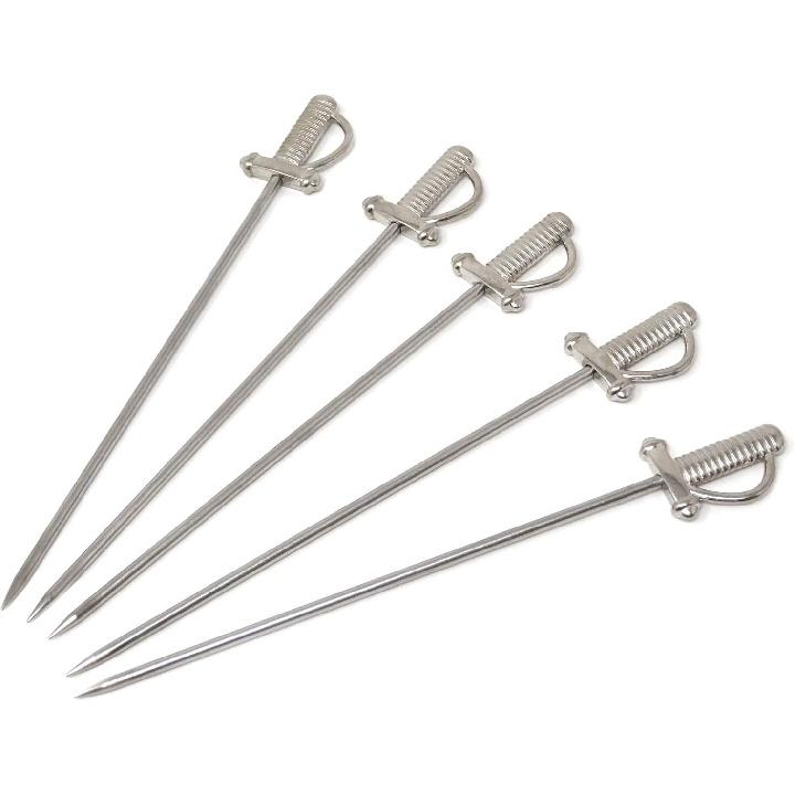 Honbay 5PCS Reble Stainless Steel Cocktail Picks Fruit Food Hamburger Toothpicks Cupcake Toppers Sandwich Appetizer Decorative Skewers Drink Garnish