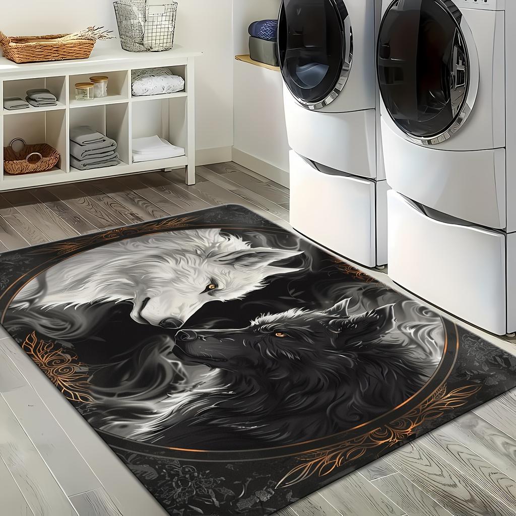 1PC Wolf Pattern Kitchen Rugs Non-Slip Home Door Mats Pop Design Bathroom Rugs Bath Mat Carpet for Home Sink Laundry Decor