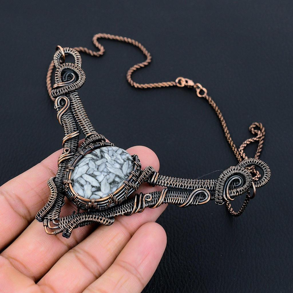 Pinolith Gemstone Pure Cupru Wire Wrapped Handmade Colier Bijuterii Pentru Cadou