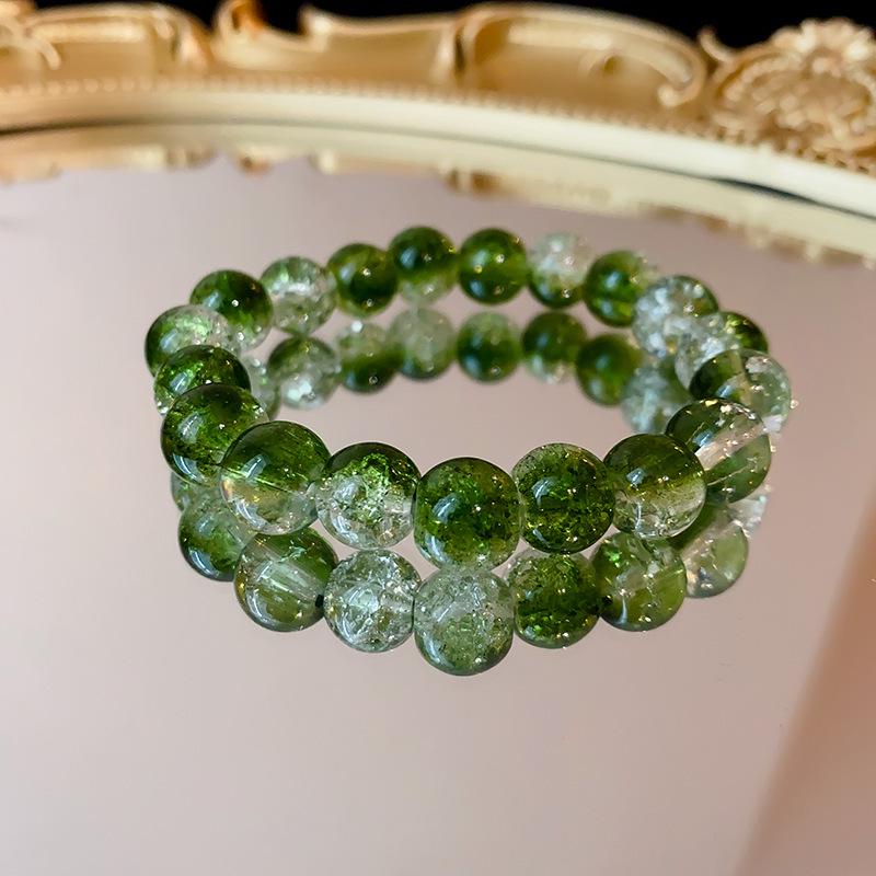 Cherry Blossom Glass Beaded Bracelet - Women's Colorful Niche Design, High-End Accessory Gift.