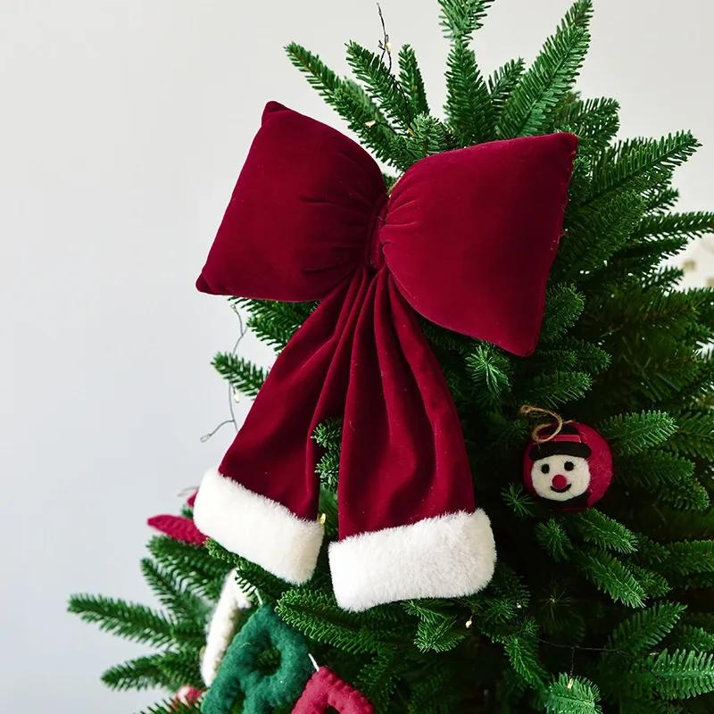 Large Red Velvet 3D Christmas Bow Pendant Ornament